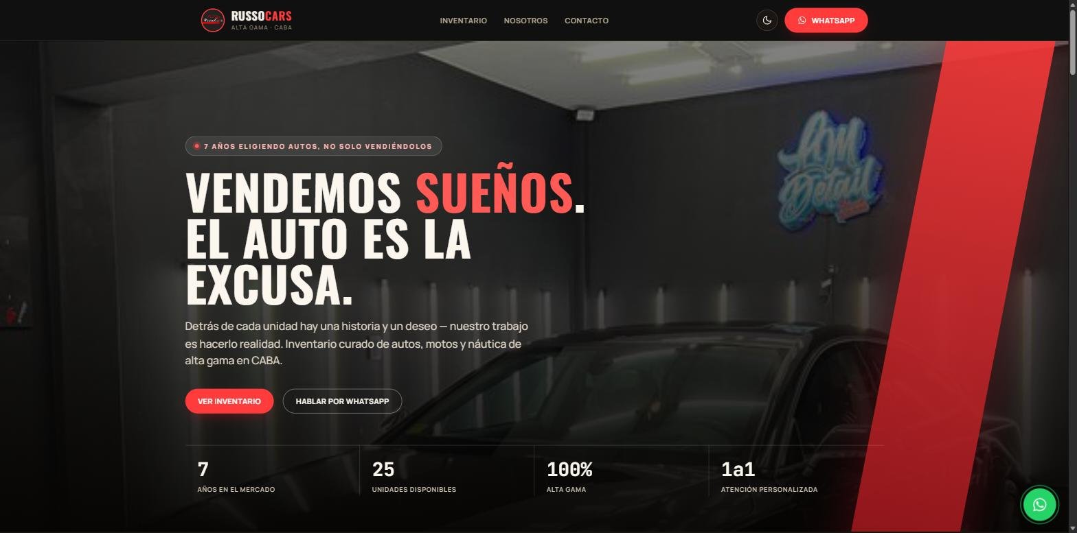 Home de RussoCars, concesionaria de autos de alta gama